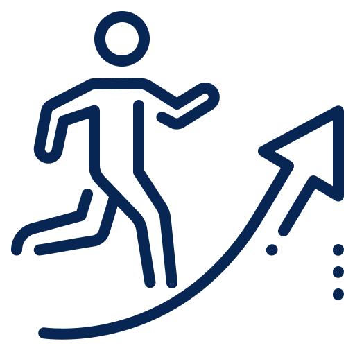 person running with arrow pointing to the top